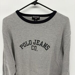 Vintage Ralph Lauren Polo Jeans Thermal Waffle Knit Long Sleeve Shirt Men XL